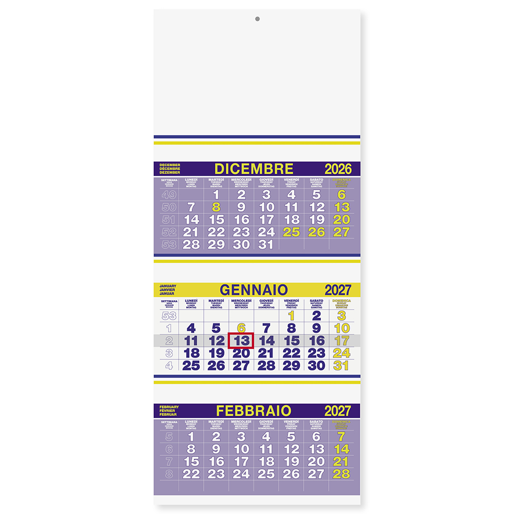 Calendario trittico con cursore