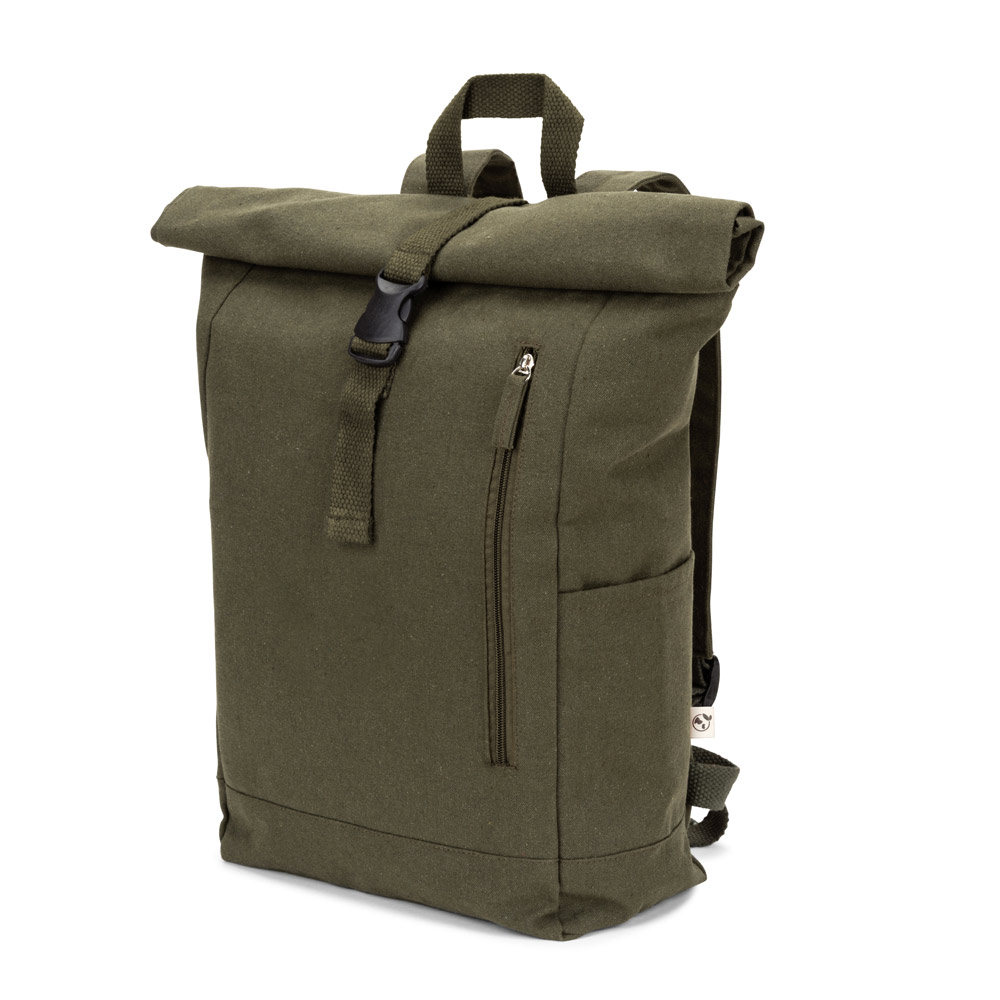 Zaino “roll top” in cotone riciclato e poliestere